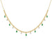 14K Gold Beaded Diamond Oval Emerald Charm Necklace