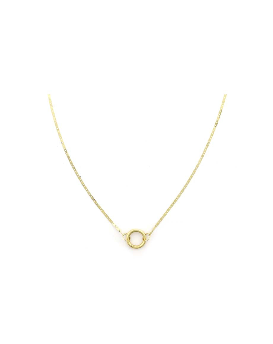 10mm 14K Gold Round Gold Lock Necklace: 1mm Valentino