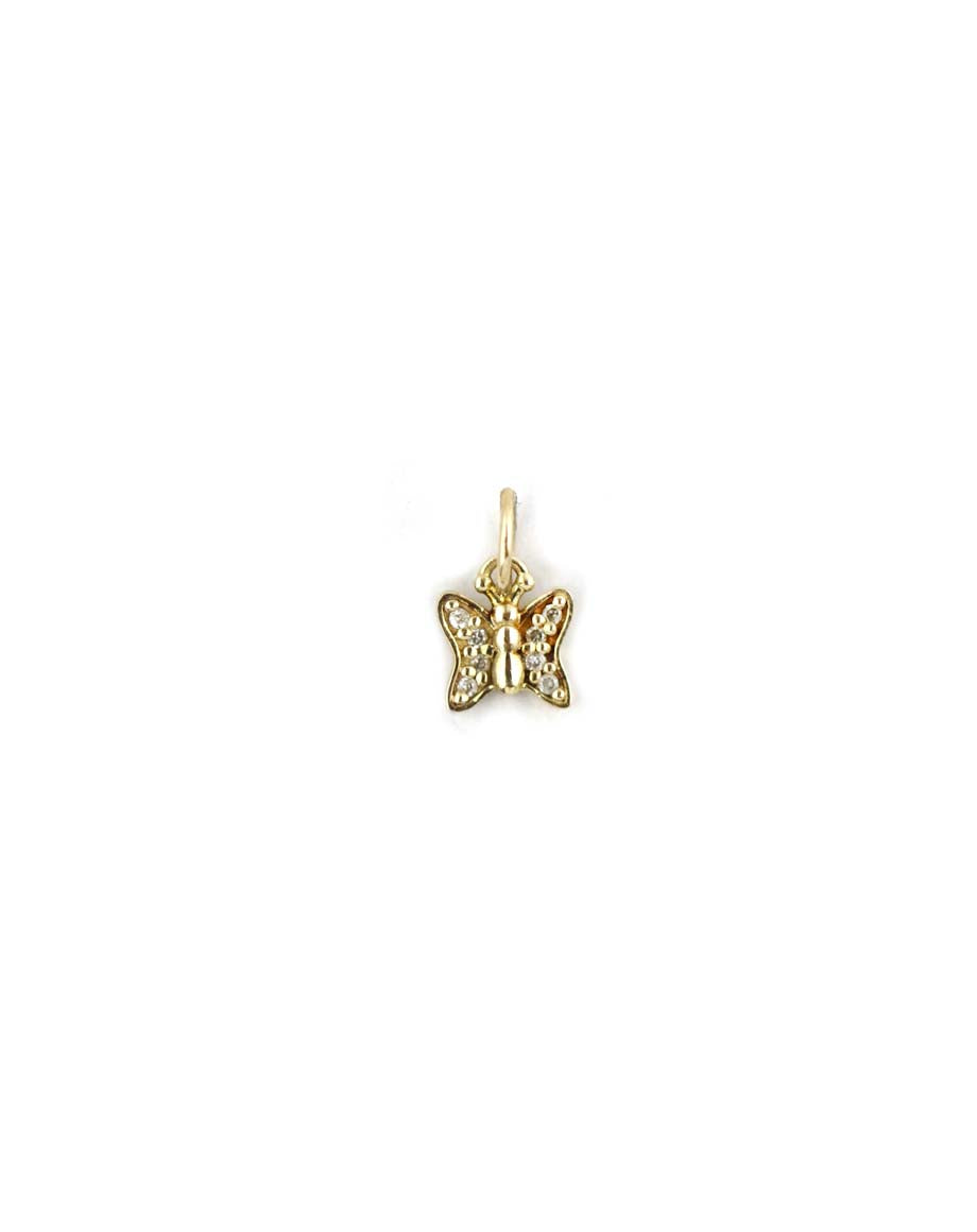 Mini 14K Gold Diamond Butterfly Charm