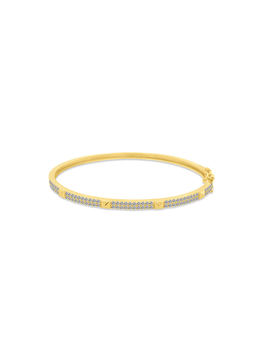 14K Gold Diamond Spike Bangle