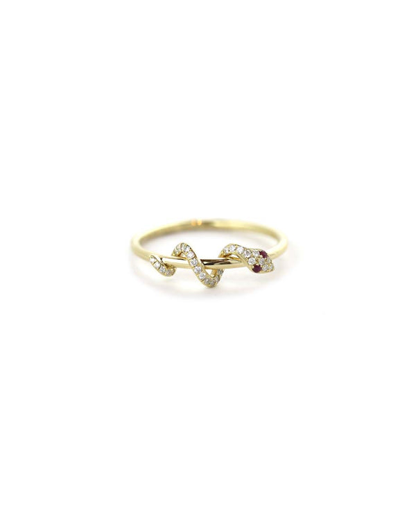 14K Gold Diamond Snake Wrapped Ring