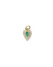 Small 14K Gold Oval Emerald Pave Diamond Heart Charm