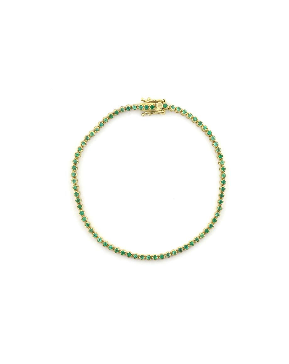 14K Gold .9ct Emerald Prong Tennis Bracelet