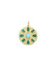 14K Matte Gold Emerald Turquoise Coin Charm