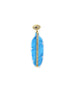 14K Gold Evil Eye Bail Carved Turquoise Feather Charm