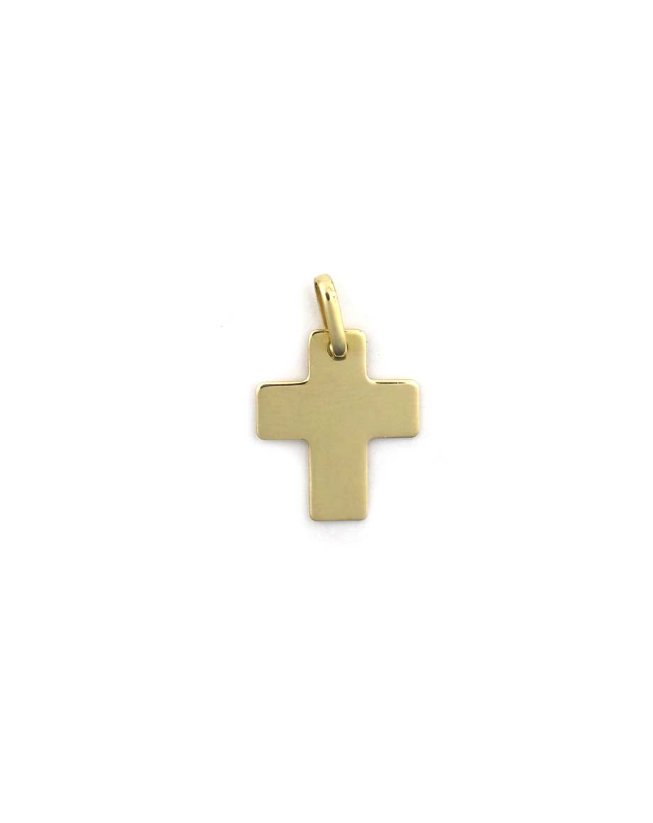 14K Gold Flat Thick Cross Charm