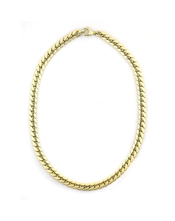 16" 14K Gold 7mm Flat Cuban Chain