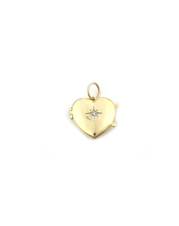 14K Gold Starburst Locket Charm