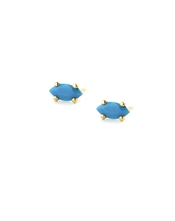 14K Gold Marquise Turquoise Studs14K Gold Marquise Turquoise Studs