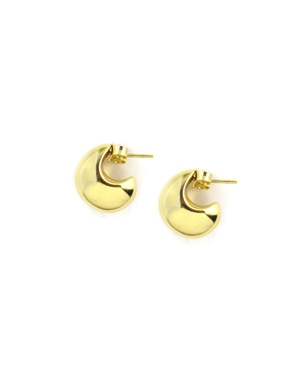 Small 14K Gold Puffy Moon Shaped Hoops