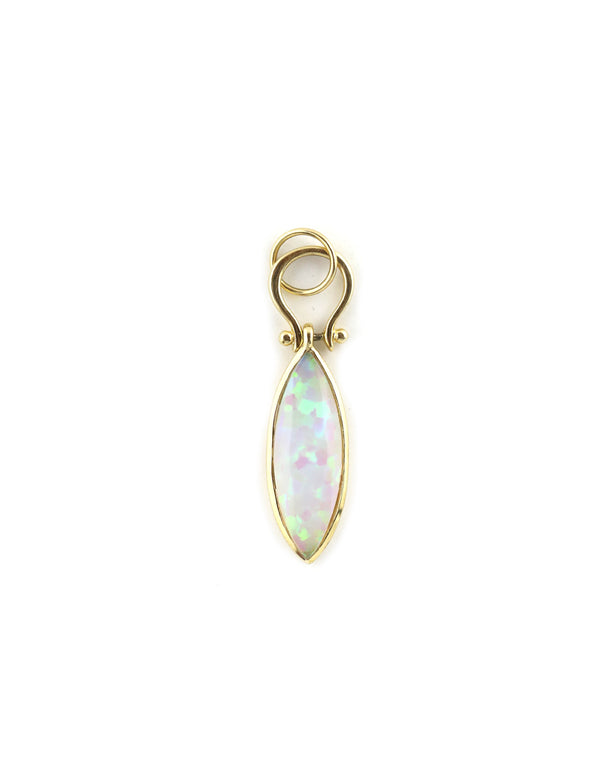 14K Gold Marquise Opal Charm