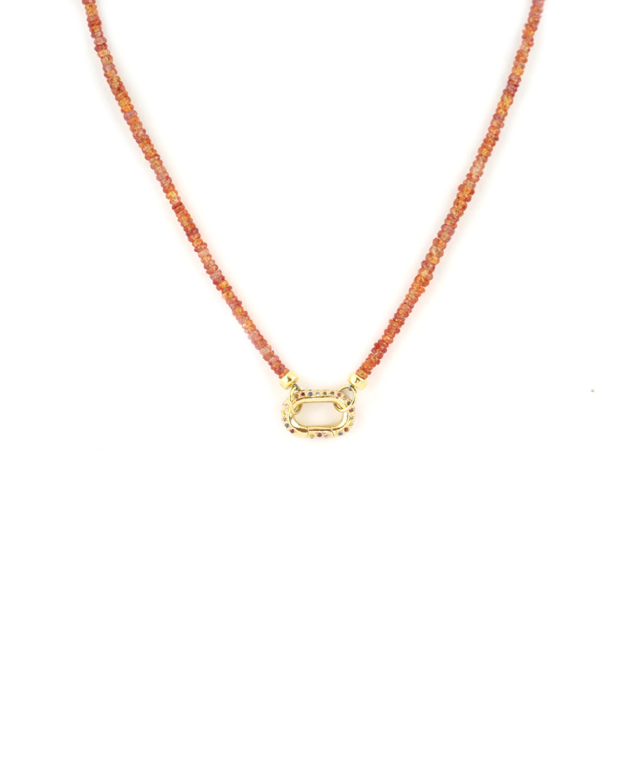 Orange Sapphire Rainbow Fine Lexi Lock Necklace