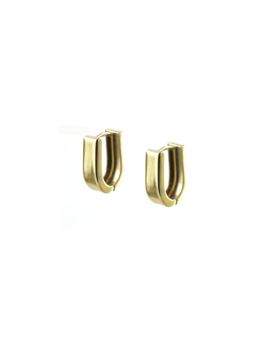 14K Gold Flat Elongated Oval Hoop Earrings