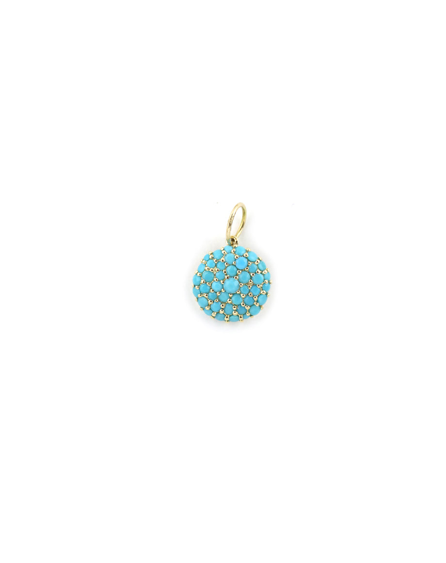 Small 14K Gold Prong Turquoise Disc Charm