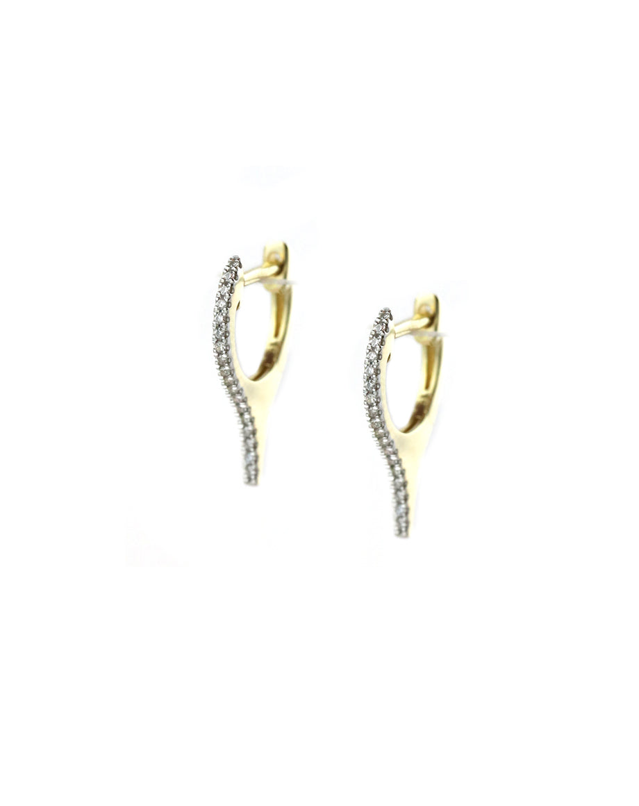 10mm Short 14K Gold Pave Diamond Spike Huggies