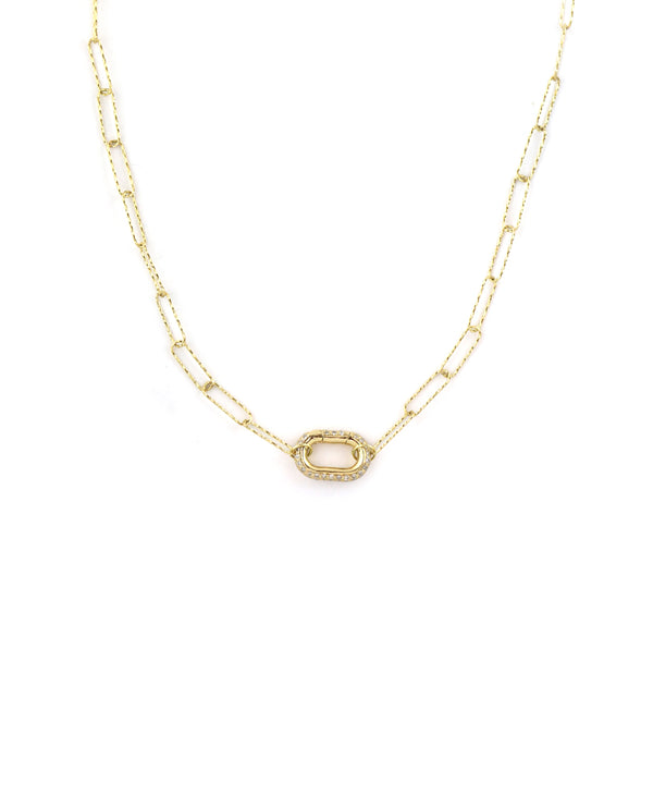 Diamond Fine Lexi Lock Necklace: Textured Paperclip