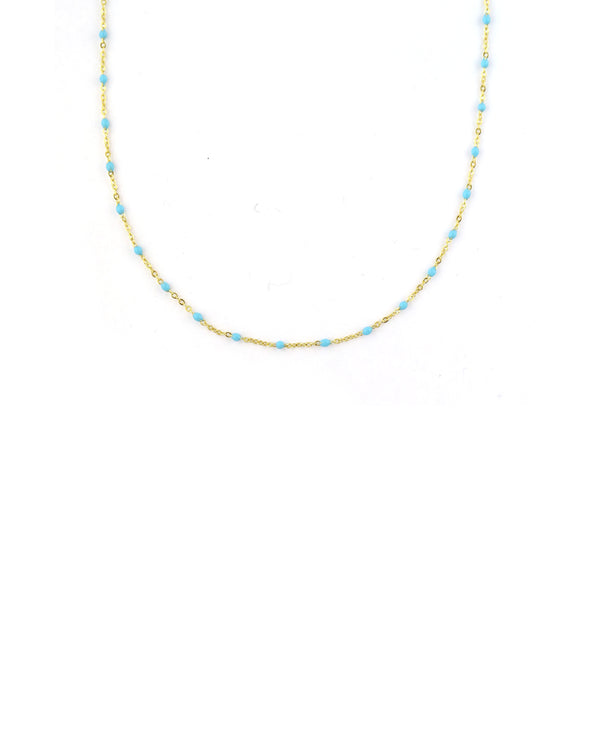 14K Gold Turquoise Enamel Tin Cup Necklace