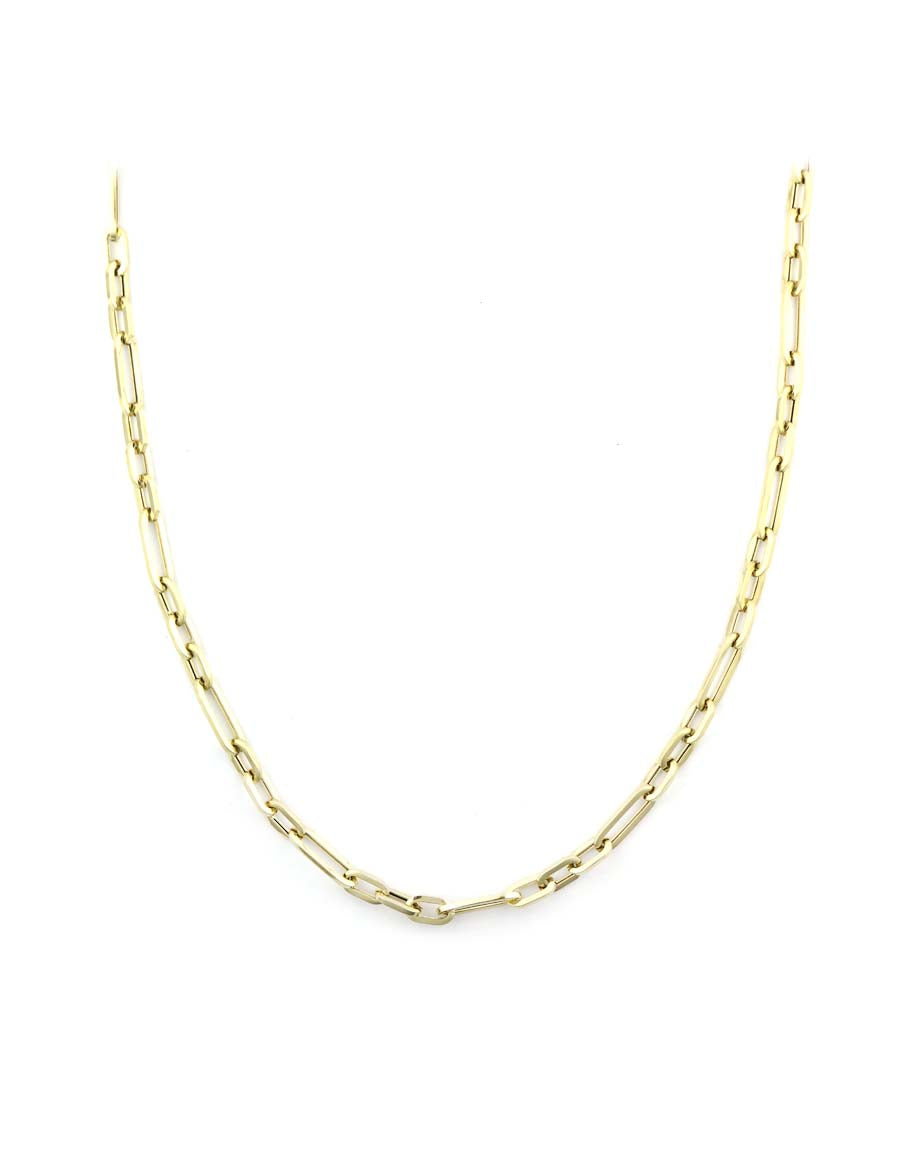 Thick 14K Gold 3 Oval Link Paper Clip Chain Necklace