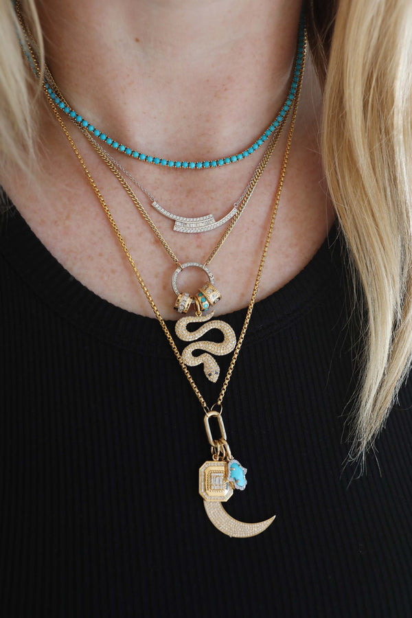 Medium 14K Gold Turquoise Tennis Necklace