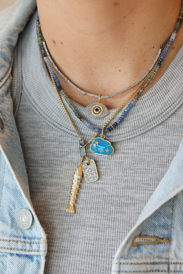 Mini Gemma Lock Necklace: Gold Round Box Chain