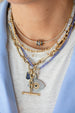 14K Gold Pronged Blue Sapphire Baguette Round Spacer