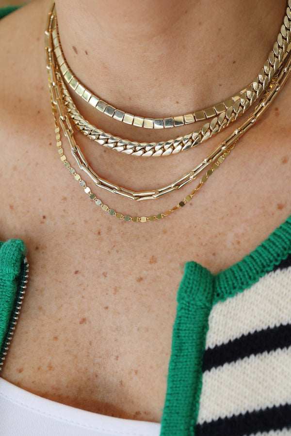16" 14K Gold 7mm Flat Cuban Chain