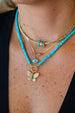 14K Gold 12mm Lock Necklace: Heishi Turquoise