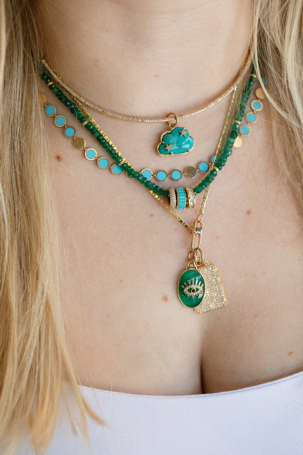 Forest Green Emerald Gold Rondelle Necklace