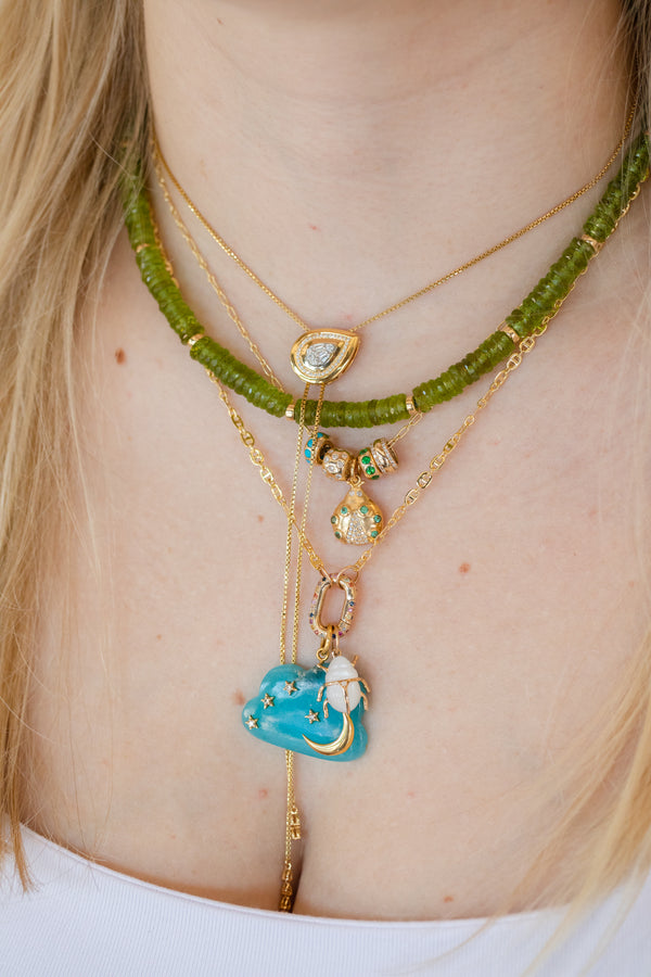 Heishi Peridot Gold Rondelle Necklace