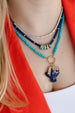 Large 14K Gold Carved Lapis Thunderbird Charm