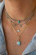 14K Gold Greek Baby Blue Enamel Evil Eye Necklace