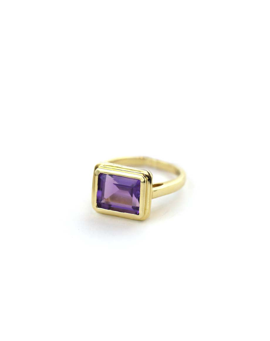 14K Gold Baguette Amethyst Cocktail Ring