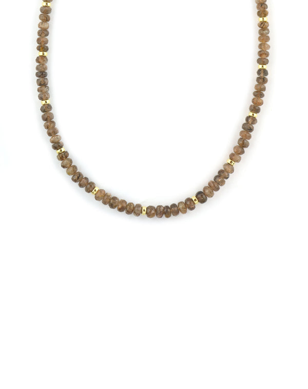 Andalusite Gemstone Rondelle Necklace