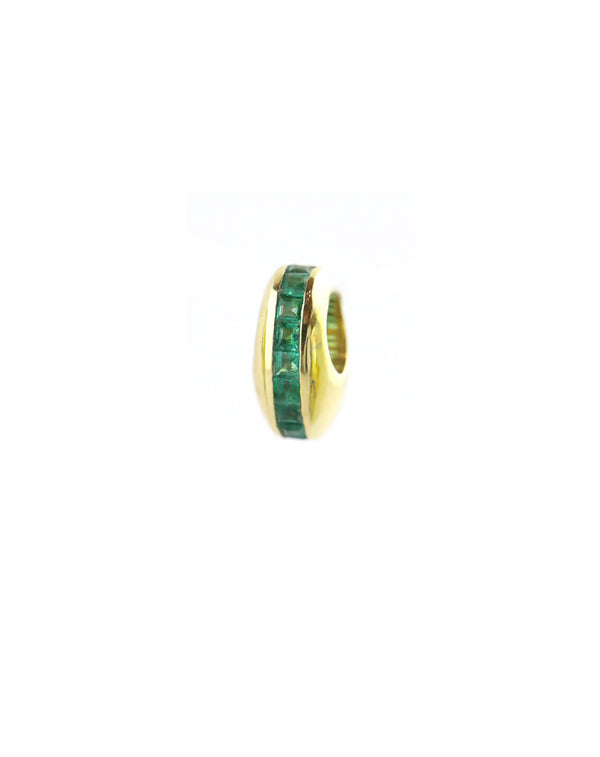 14K Gold Puffy Oval Baguette Emerald Spacer