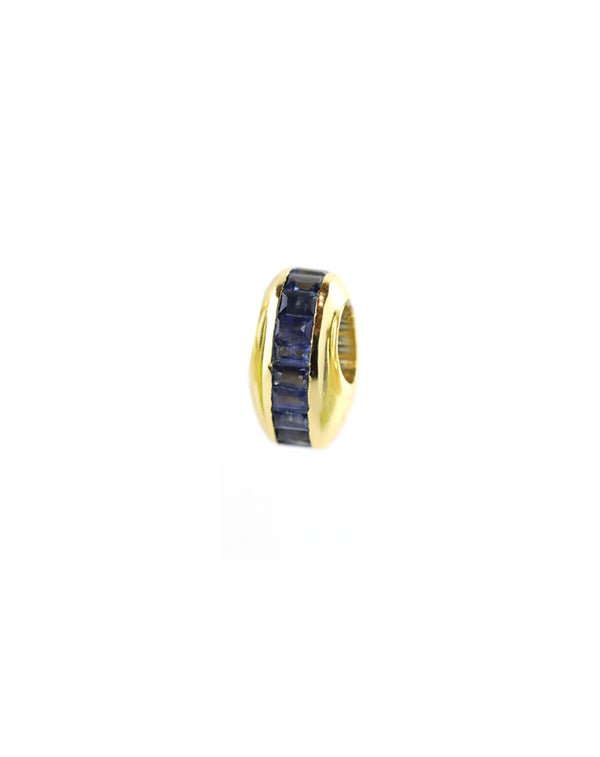 14K Gold Puffy Oval Baguette Sapphire Spacer