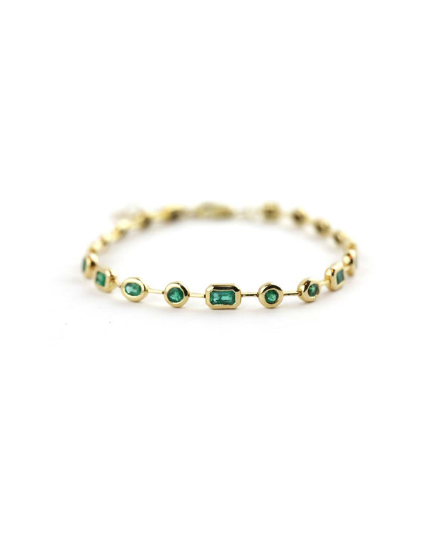 14K Gold 2.29ct Mix Shape Emerald Bracelet