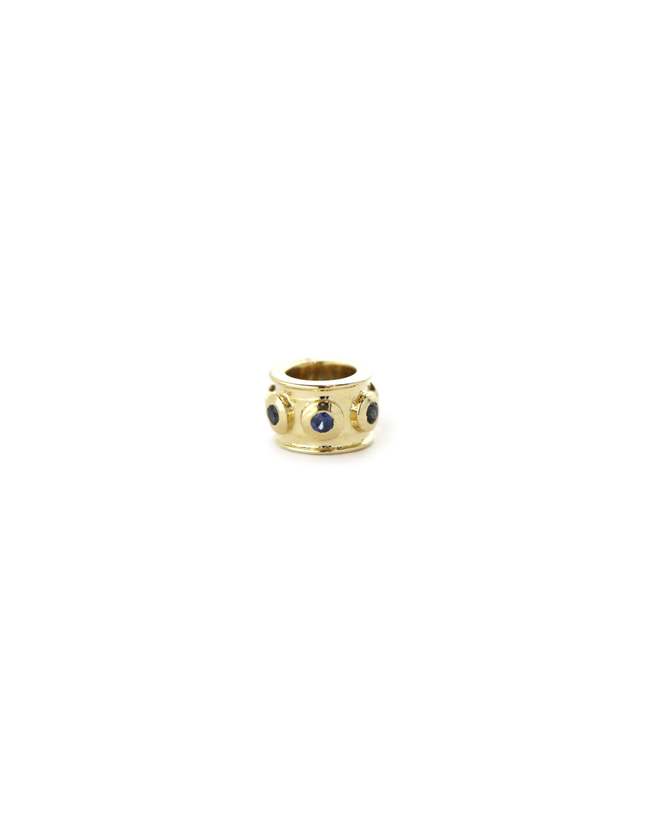 Tiny Barrel 14K Gold Blue Sapphire Spacer