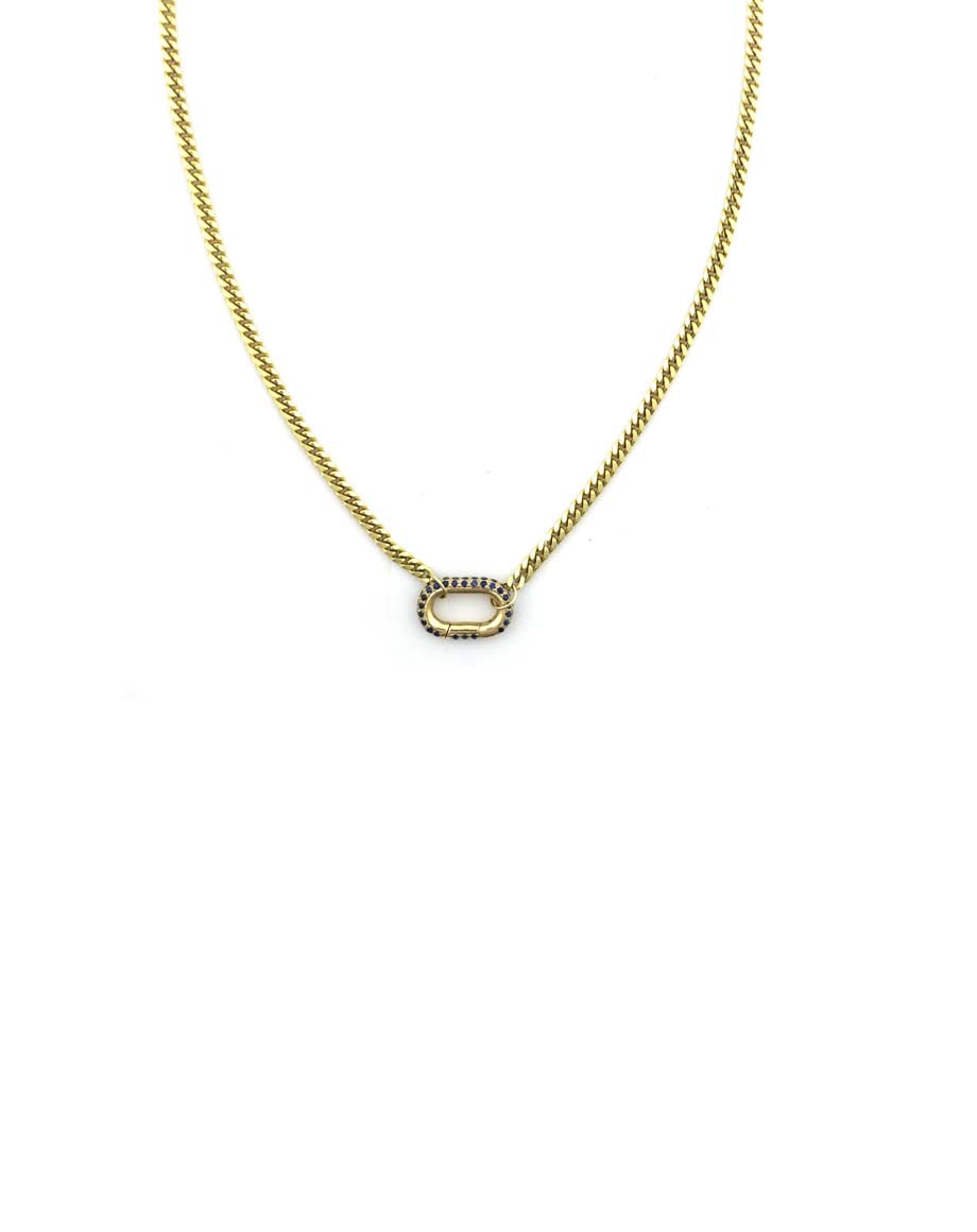 14K Gold Gemstone Fine Lexi Lock Necklace: 3mm Solid Cuban