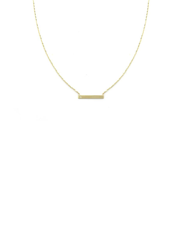 14K Gold Dainty Diamond Bar Necklace