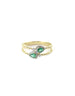 14K Gold Double Pear Emerald Dotted Ring