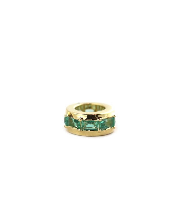 14K Gold Pronged Emerald Baguette Round Spacer