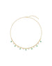 14K Gold Beaded Diamond Oval Emerald Charm Necklace