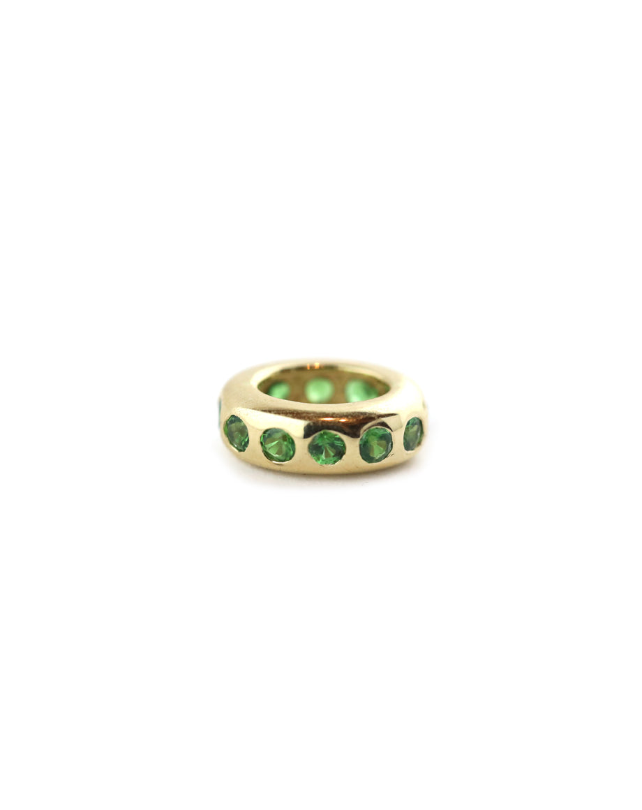 14K Gold Oval Dotted Emerald Charm Spacer