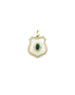 14K Gold Mother of Pearl Oval Emerald Shield Charm