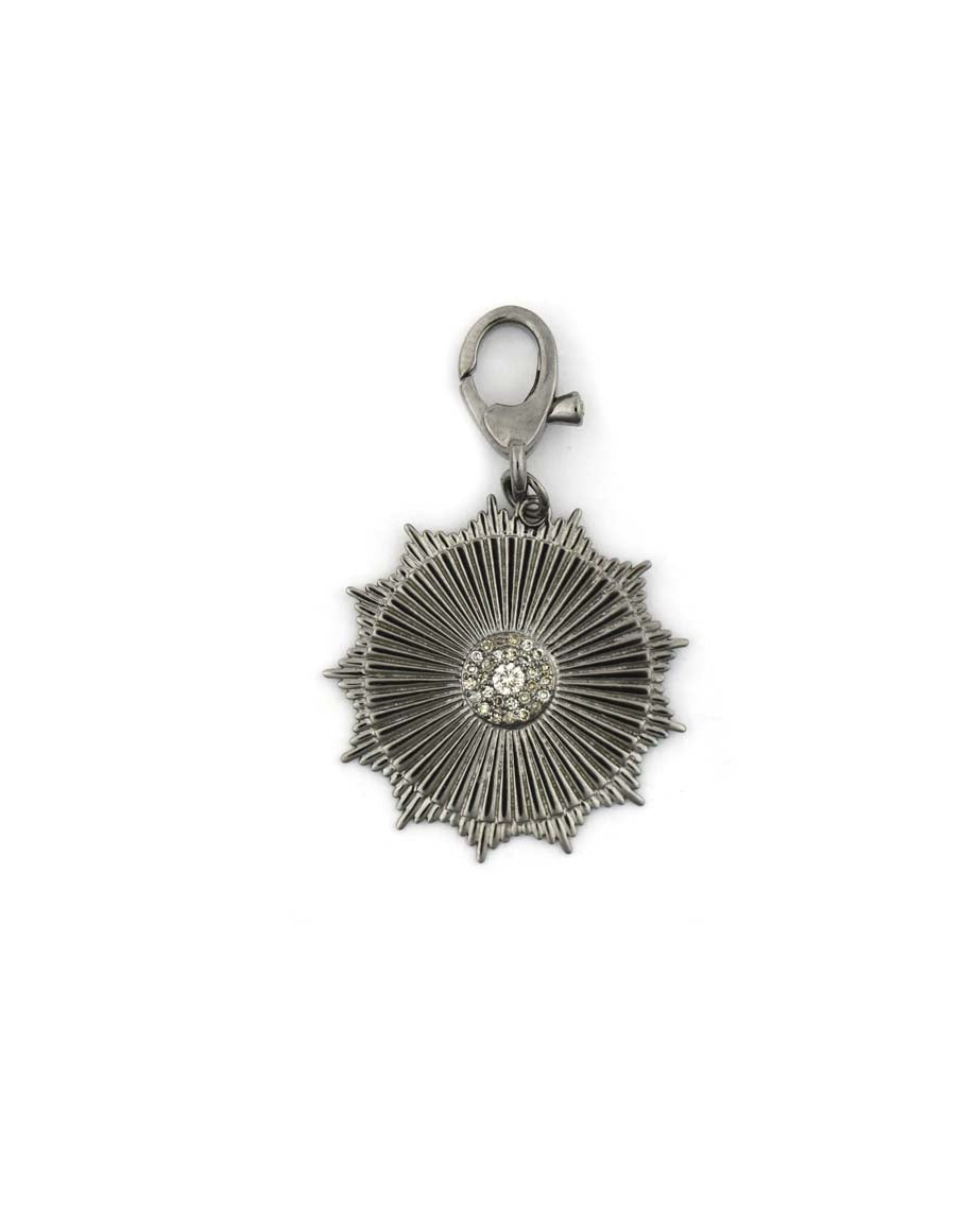 Silver Fanned Diamond Center Disk Charm