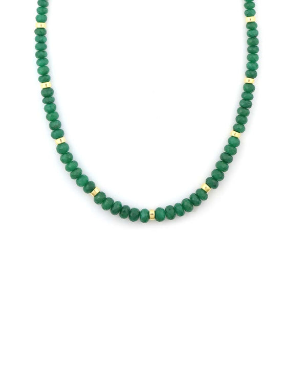 Graduated Green Corundum Rondelle Necklace