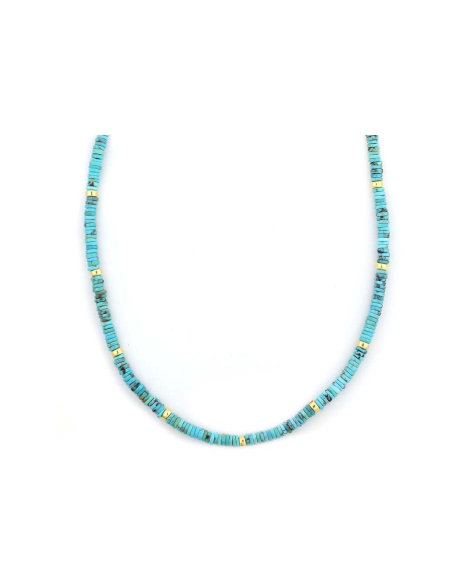 4mm Heishi Blue Turquoise Rondelle Necklace