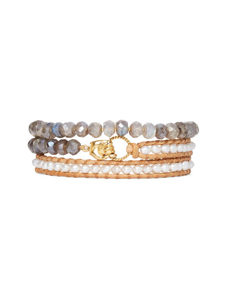 Chan Luu Lab White Pearl Hand Wrap Bracelet