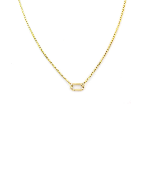 14K Gold Lexi Lock Necklace: Round Box Chain