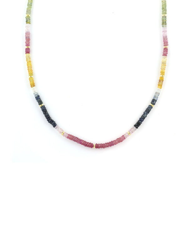 3mm Luxe Rainbow Sapphire Rondelle Necklace